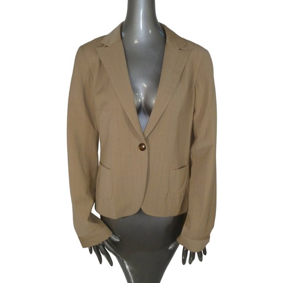 Pinstripe Piazza Sempione Wool Brown Tan Blazer Jacket 48 12 - Picture 1 of 6